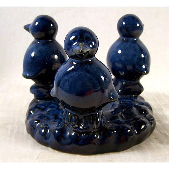 Trio Blue Birds Ceramic Candle Holder - Picture 1 of 7